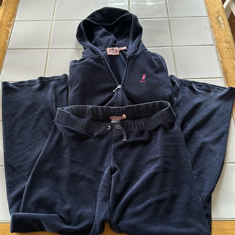 Pre-owned Juicy Couture Terry Cloth Tracksuit in Navy